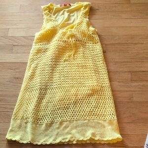 Chic Yellow Crochet Dress for Women